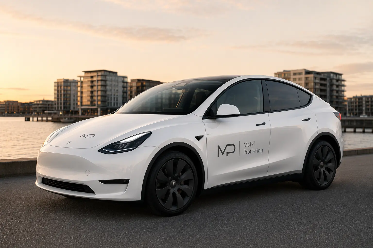 Tesla Model Y med Mobil Profilering folie